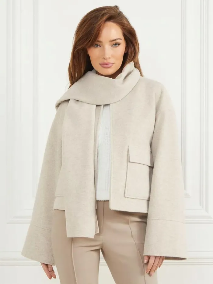 Women Jackets Marciano Mary Jacket And Scarf Set Light Grey Multi Women Jackets Marciano Mary Jacket And Scarf Set Light Grey Multi