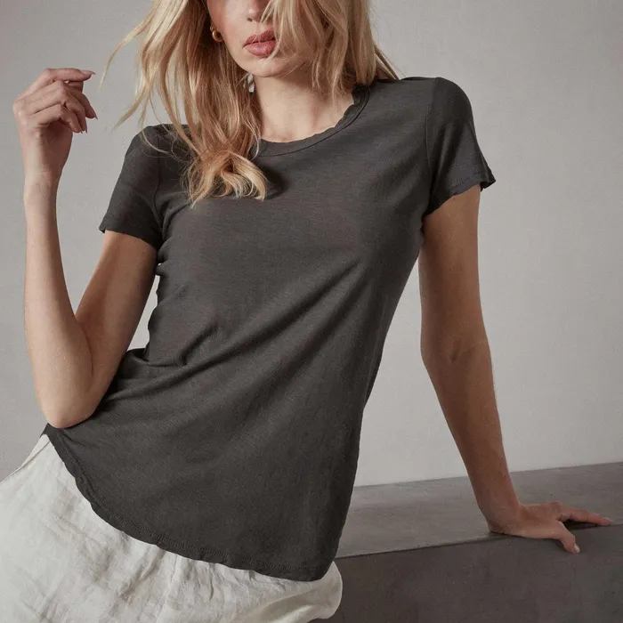 WOMEN James Perse CLASSICS Sheer Slub Crew Neck Tee Carbon