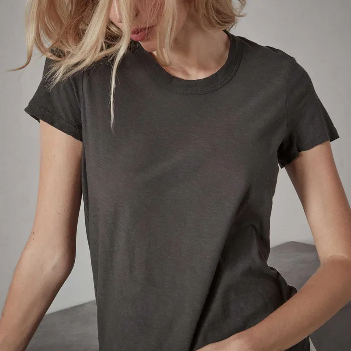 WOMEN James Perse CLASSICS Sheer Slub Crew Neck Tee Carbon