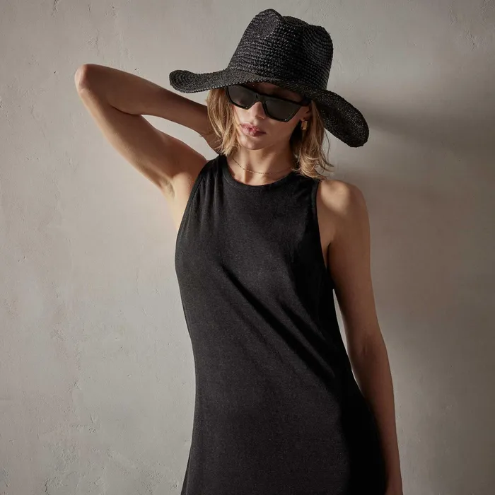 WOMEN James Perse DRESSESJUMPSUITS Dunes Linen Tank Dress Blackblack