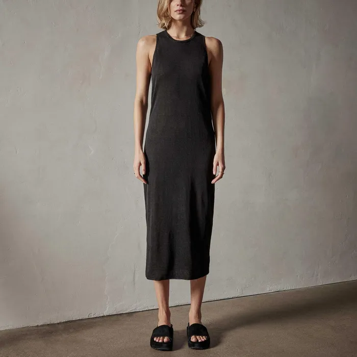WOMEN James Perse DRESSESJUMPSUITS Dunes Linen Tank Dress Blackblack