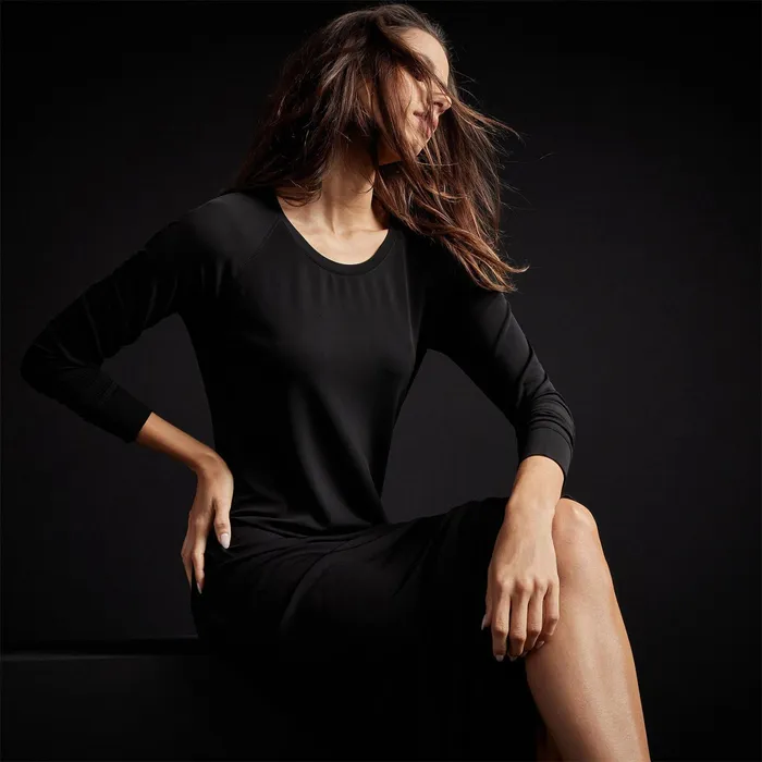 WOMEN James Perse DRESSESJUMPSUITS Open Seam Raglan Dress Black