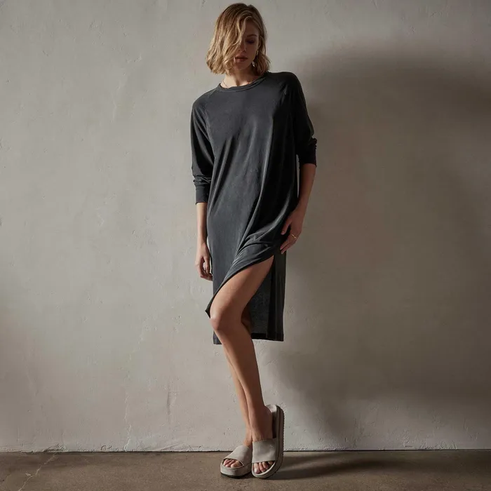 WOMEN James Perse DRESSESJUMPSUITS Relaxed Raglan Dress Magma Pigment