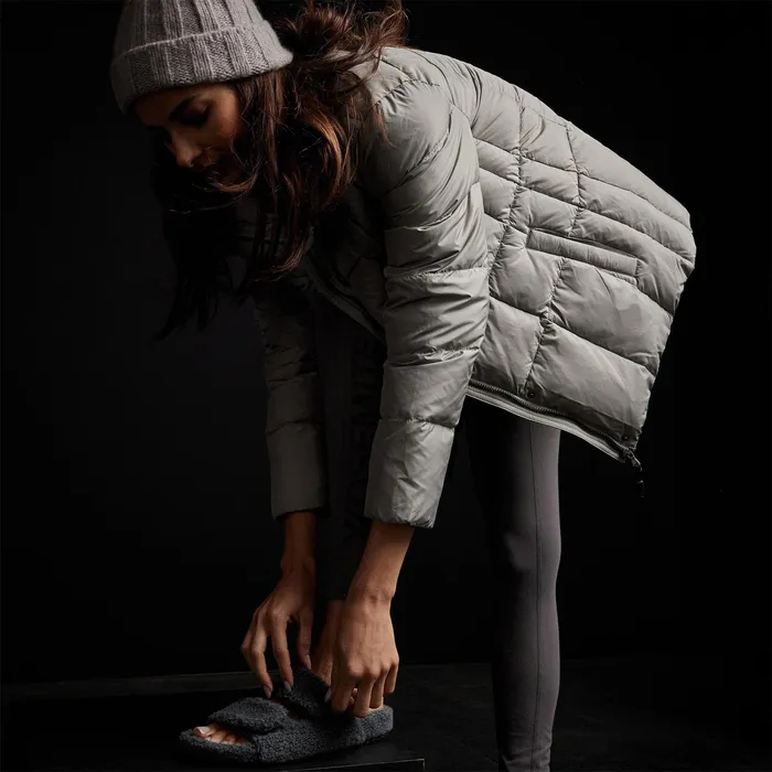 WOMEN James Perse JACKETSOUTERWEAR YOSEMITE Quilted Down Zip Front Jacket Concrete
