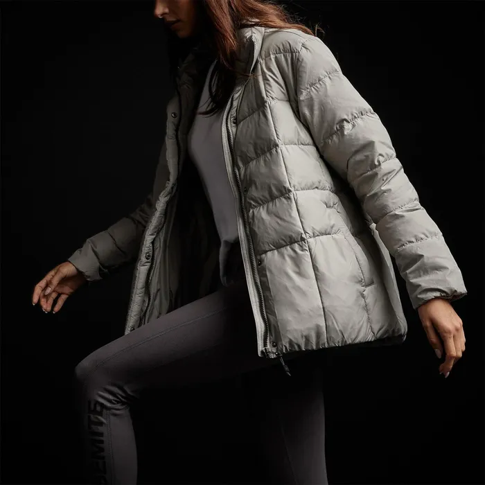 WOMEN James Perse JACKETSOUTERWEAR YOSEMITE Quilted Down Zip Front Jacket Concrete