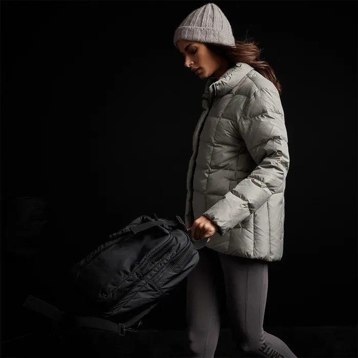 WOMEN James Perse JACKETSOUTERWEAR YOSEMITE Quilted Down Zip Front Jacket Concrete