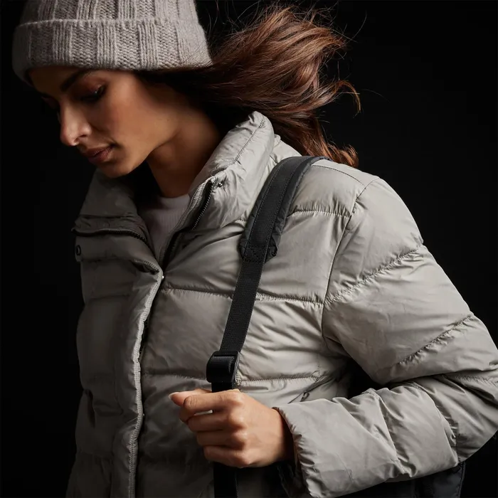 WOMEN James Perse JACKETSOUTERWEAR YOSEMITE Quilted Down Zip Front Jacket Concrete