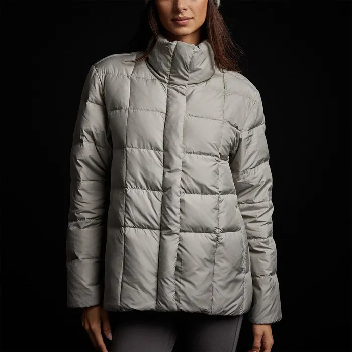 WOMEN James Perse JACKETSOUTERWEAR YOSEMITE Quilted Down Zip Front Jacket Concrete