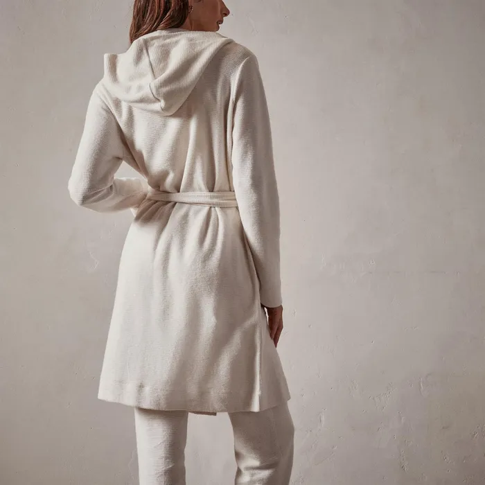 WOMEN James Perse LOUNGE Brushed Thermal Knit Hooded Robe Oyster