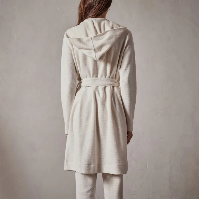 WOMEN James Perse LOUNGE Brushed Thermal Knit Hooded Robe Oyster