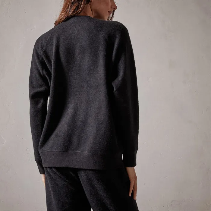 WOMEN James Perse LOUNGE Brushed Thermal Knit Mock Neck Black