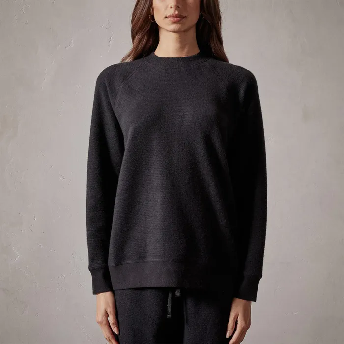 WOMEN James Perse LOUNGE Brushed Thermal Knit Mock Neck Black