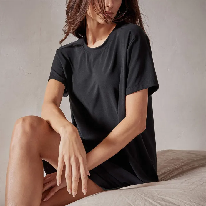WOMEN James Perse LOUNGE Short Sleeve Saddle Shoulder Sleep Tee Black