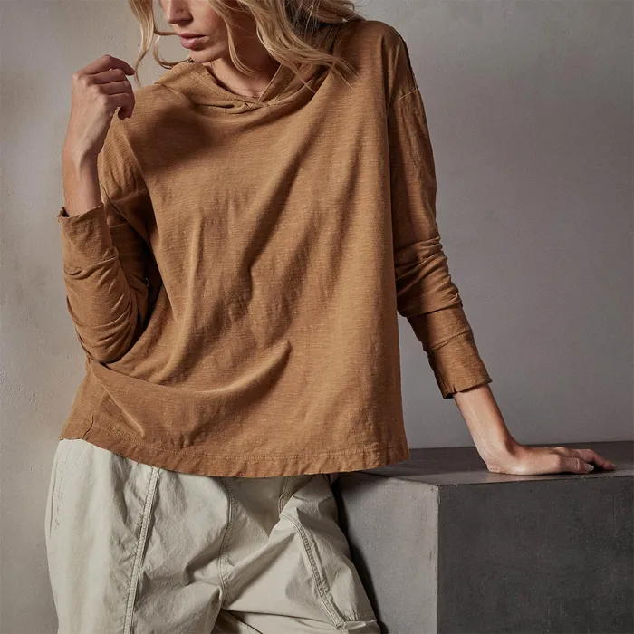 WOMEN James Perse SWEAT TOPSBOTTOMS Reverse Slub Jersey Hoodie Copper Pigment