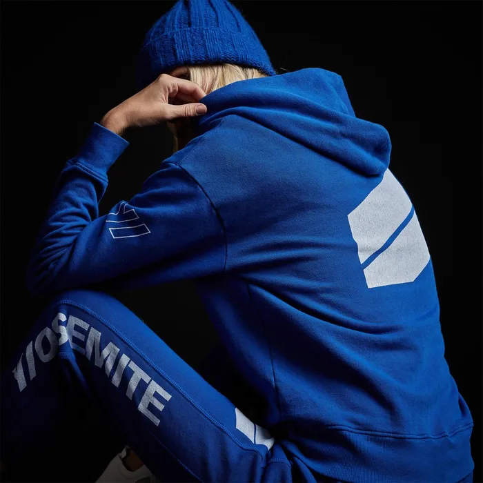 WOMEN James Perse SWEAT TOPSBOTTOMS YOSEMITE Graphic Pullover Hoodie Royal Bluewhite