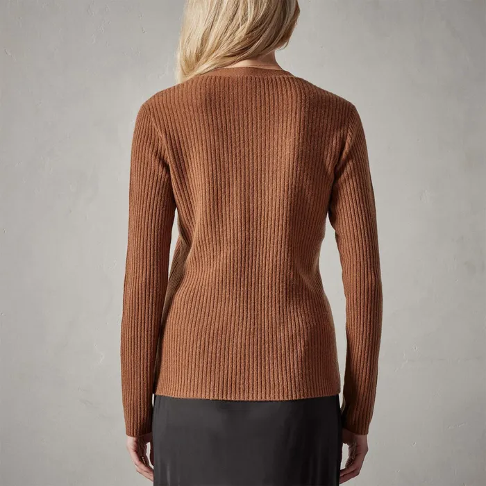 WOMEN James Perse SWEATERS Recycled Cashmere Skinny Rib Soft V Neck Gingerbread