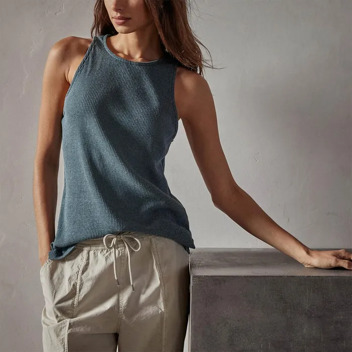 WOMEN James Perse TANKS Clean Cut Away Ribbed Tank Laurel