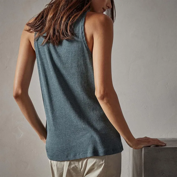 WOMEN James Perse TANKS Clean Cut Away Ribbed Tank Laurel