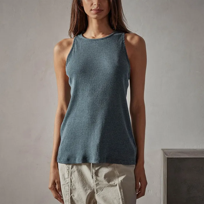 WOMEN James Perse TANKS Clean Cut Away Ribbed Tank Laurel