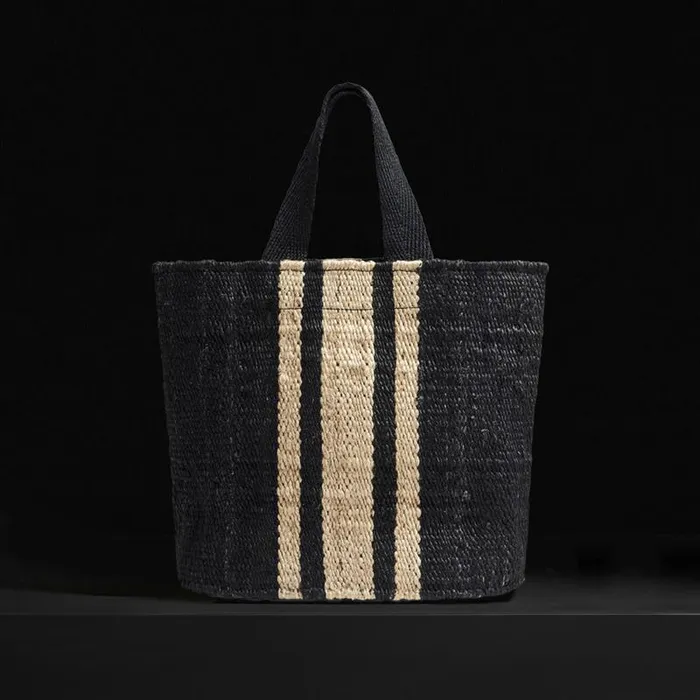 WOMEN James Perse Tote Bags Playa Striped Small Hemp Tote Blacknatural