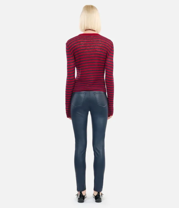 Women Jeans and Pants THE KOOPLES Navy Blue Leathereffect Skinny Jeans