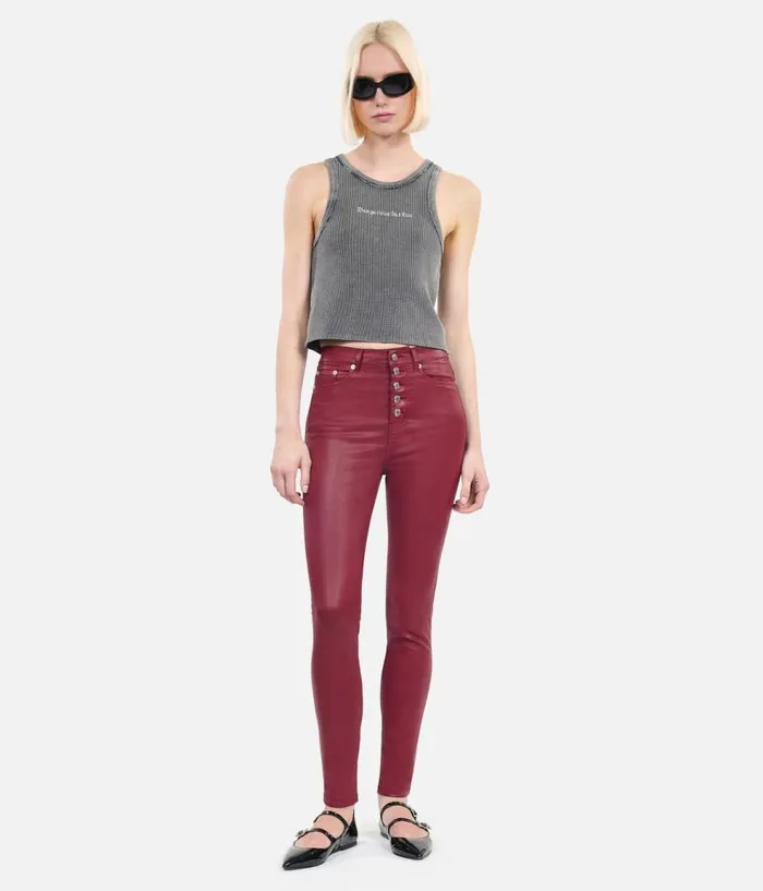 Women Jeans and Pants THE KOOPLES Red Leathereffect Skinny Jeans