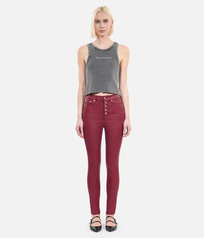 Women Jeans and Pants THE KOOPLES Red Leathereffect Skinny Jeans Women Jeans and Pants THE KOOPLES Red Leathereffect Skinny Jeans