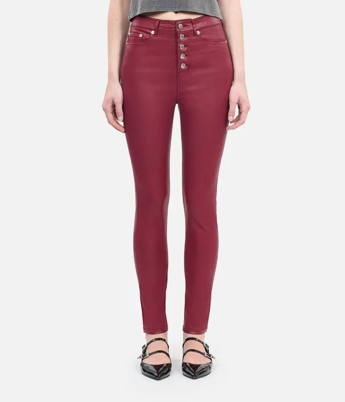 Women Jeans and Pants THE KOOPLES Red Leathereffect Skinny Jeans Women Jeans and Pants THE KOOPLES Red Leathereffect Skinny Jeans