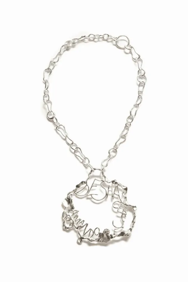 Women Jewellery Desigual Zalio Silver Plated Message Necklace
