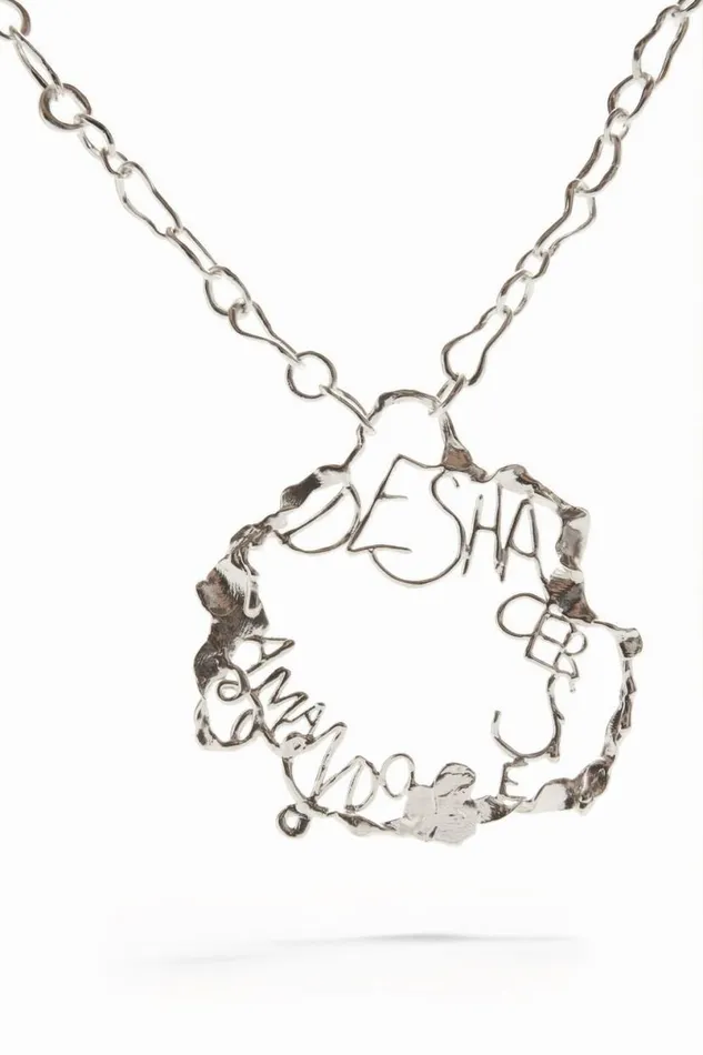 Women Jewellery Desigual Zalio Silver Plated Message Necklace