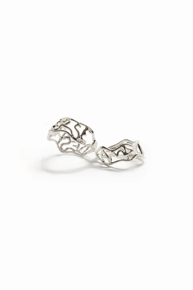 Women Jewellery Desigual Zalio Silver Plated Message Ring