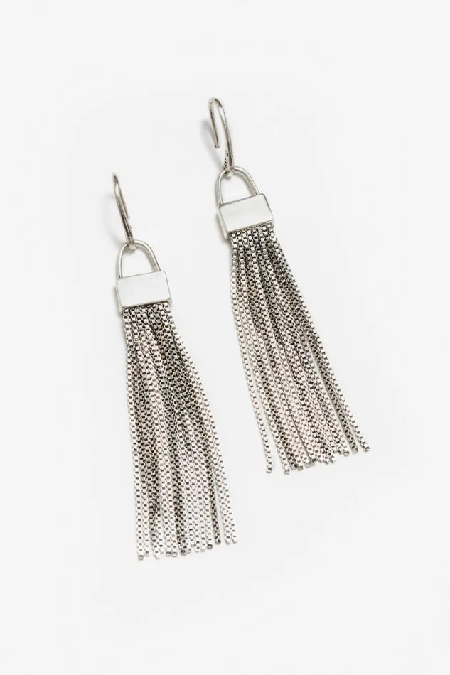 Women Jewelry Johnny Was TASSEL DROP EARRINGS Silver