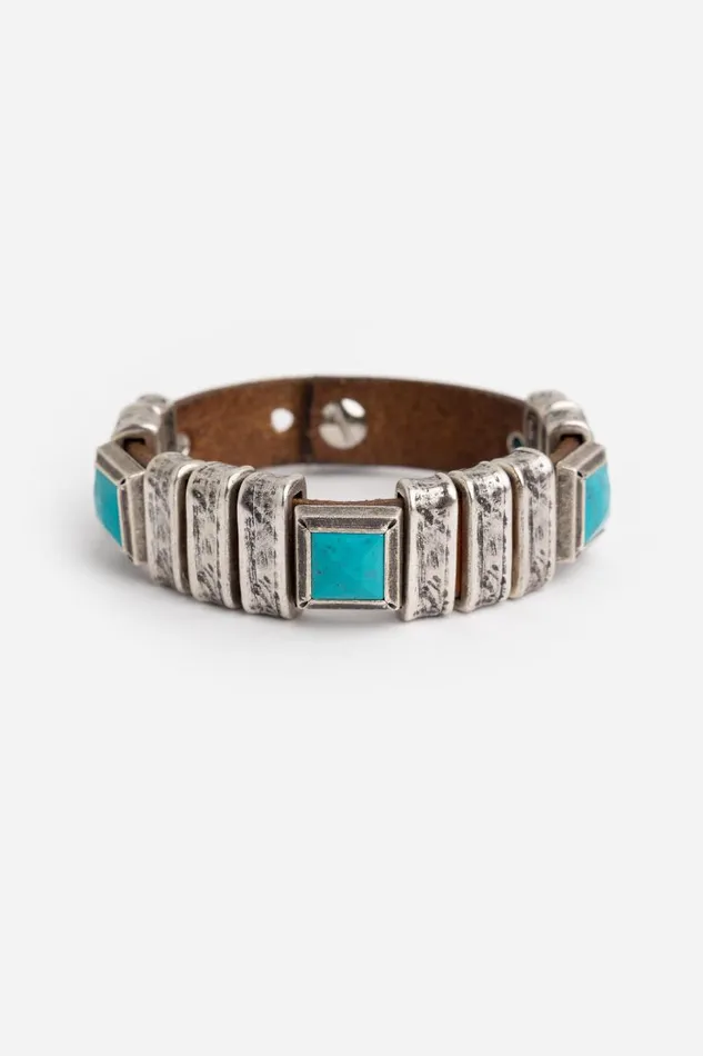 Women Jewelry Johnny Was TURQUOISE ITALIAN LEATHER WRAP BRACELET Cuoio