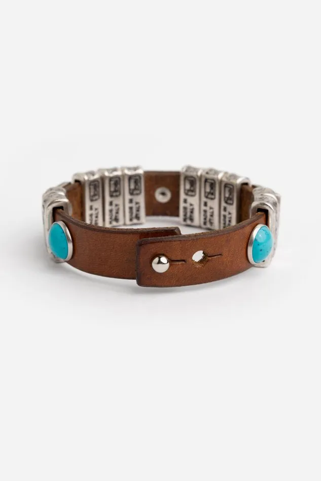 Women Jewelry Johnny Was TURQUOISE ITALIAN LEATHER WRAP BRACELET Cuoio