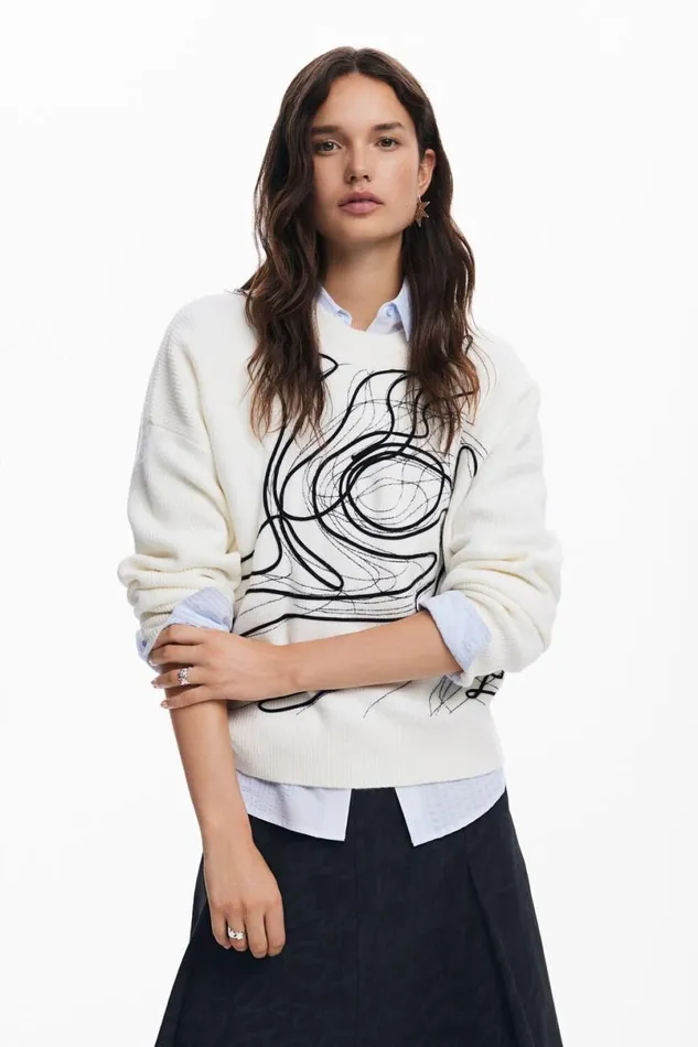 Women Jumpers Desigual M Christian Lacroix Brushstroke Sweater