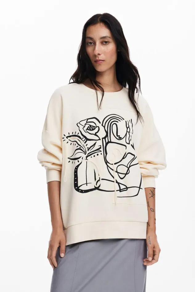 Women Jumpers Desigual Oversized Floral Sweatshirt