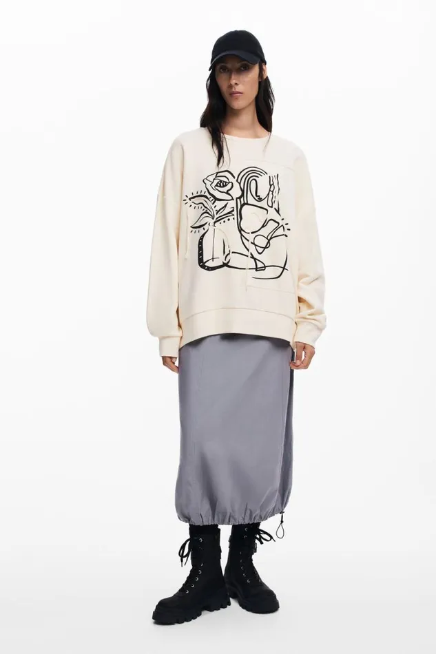 Women Jumpers Desigual Oversized Floral Sweatshirt