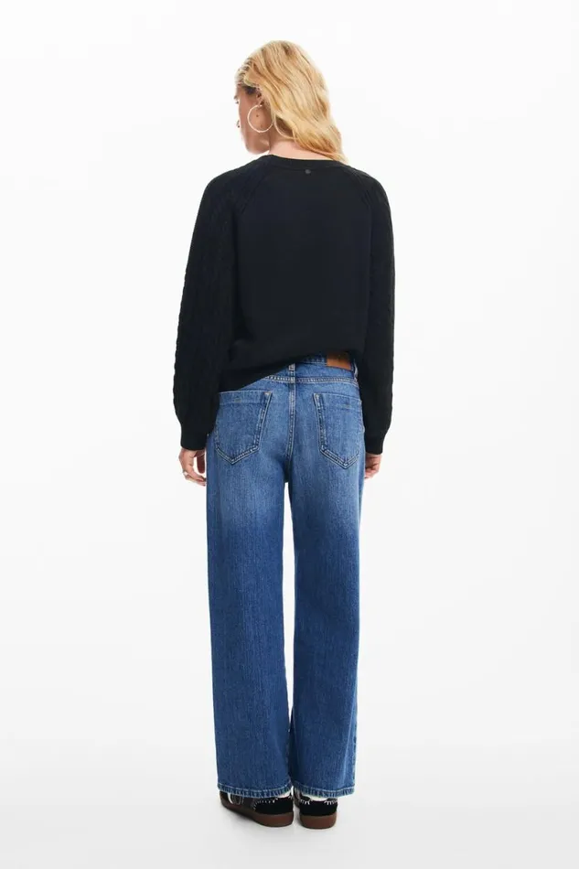 Women Jumpers Desigual Textured Sleeve Sweater