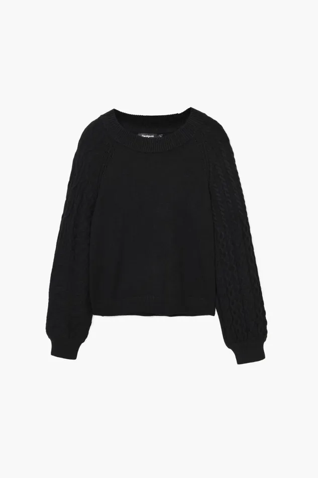 Women Jumpers Desigual Textured Sleeve Sweater
