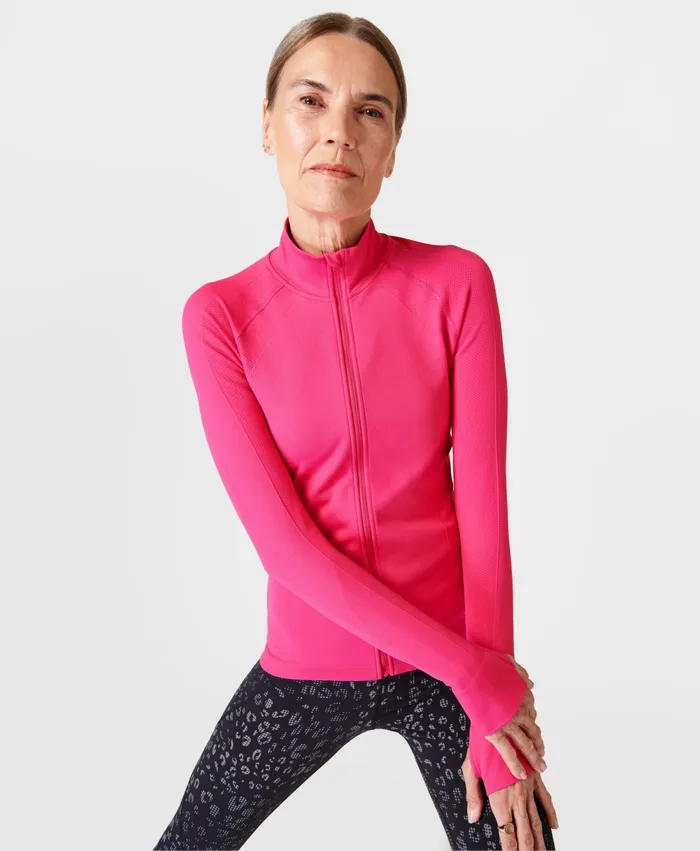 Women Jumpers Hoodies Sweaty Betty Athlete Doubleweight Seamless Gym Zip Up Punk Pink