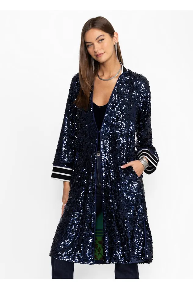 Women Kimonos Johnny Was HARMONY SEQUIN KIMONO Navy Sequin Women Kimonos Johnny Was HARMONY SEQUIN KIMONO Navy Sequin