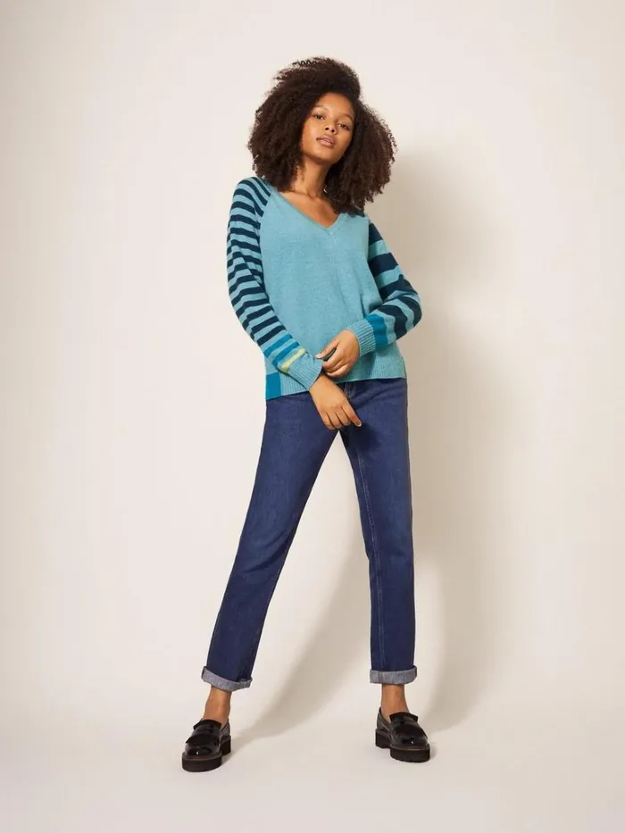 Women KNITWEAR White Stuff CLARA CASHMERE JUMPER Blue Multi
