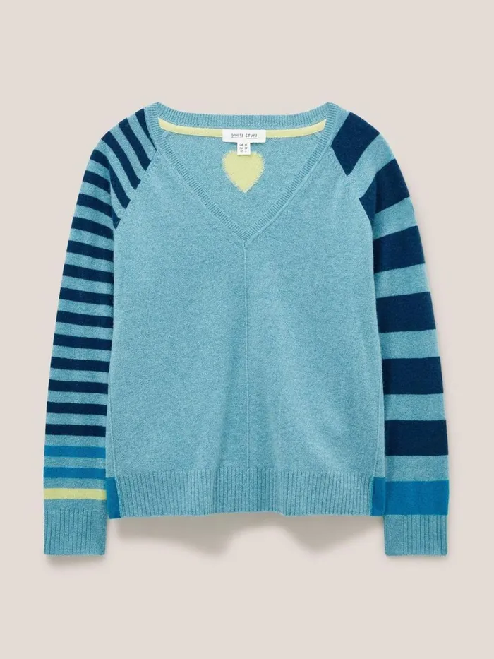 Women KNITWEAR White Stuff CLARA CASHMERE JUMPER Blue Multi