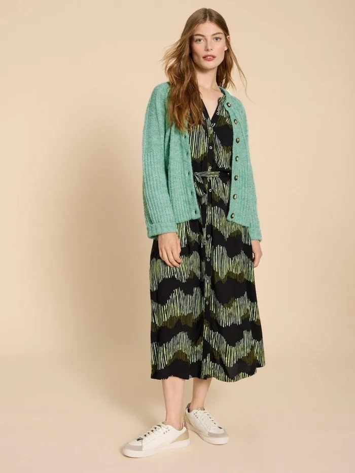 Women KNITWEAR White Stuff CLOVER CARDIGAN Mid Green Women KNITWEAR White Stuff CLOVER CARDIGAN Mid Green