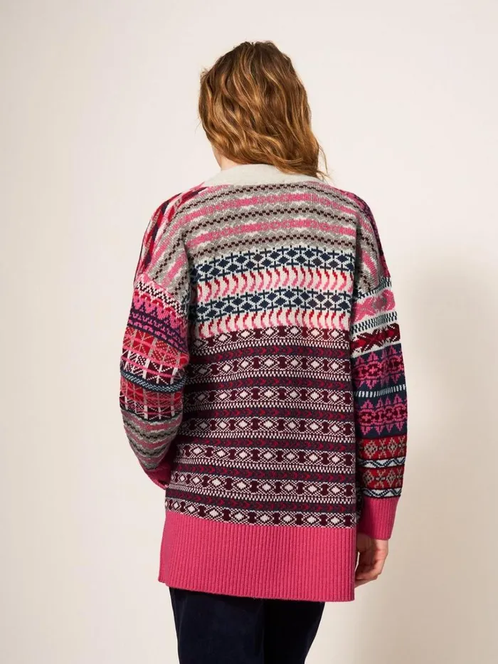 Women KNITWEAR White Stuff COCOON PATTERN CARDI FAIRISLE Red Multi Women KNITWEAR White Stuff COCOON PATTERN CARDI FAIRISLE Red Multi
