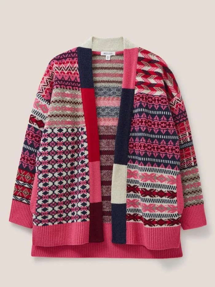 Women KNITWEAR White Stuff COCOON PATTERN CARDI FAIRISLE Red Multi Women KNITWEAR White Stuff COCOON PATTERN CARDI FAIRISLE Red Multi
