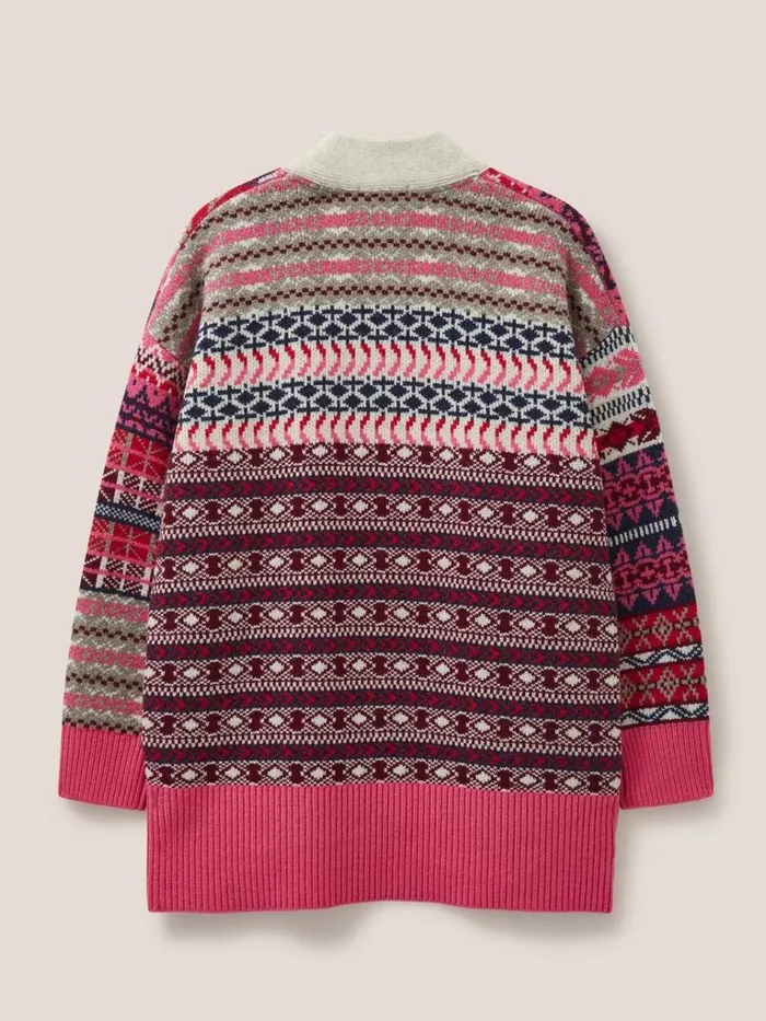 Women KNITWEAR White Stuff COCOON PATTERN CARDI FAIRISLE Red Multi Women KNITWEAR White Stuff COCOON PATTERN CARDI FAIRISLE Red Multi