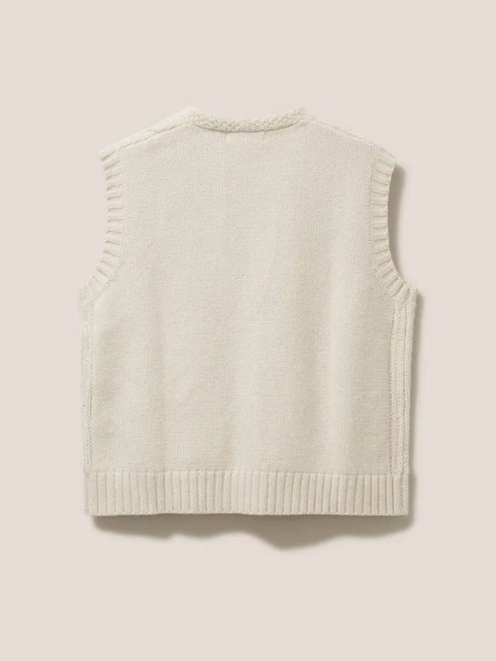 Women KNITWEAR White Stuff Craftsman Cable Tank Light Natural