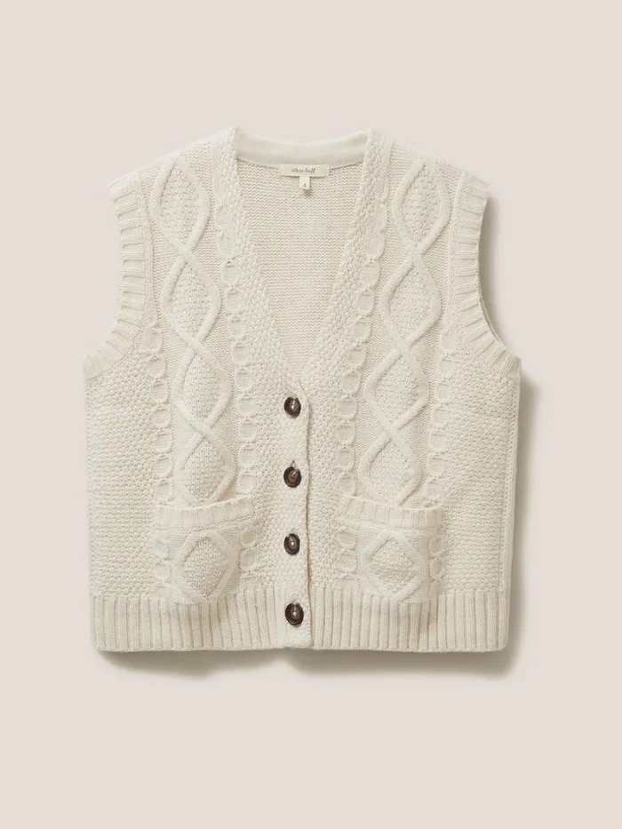 Women KNITWEAR White Stuff Craftsman Cable Tank Light Natural