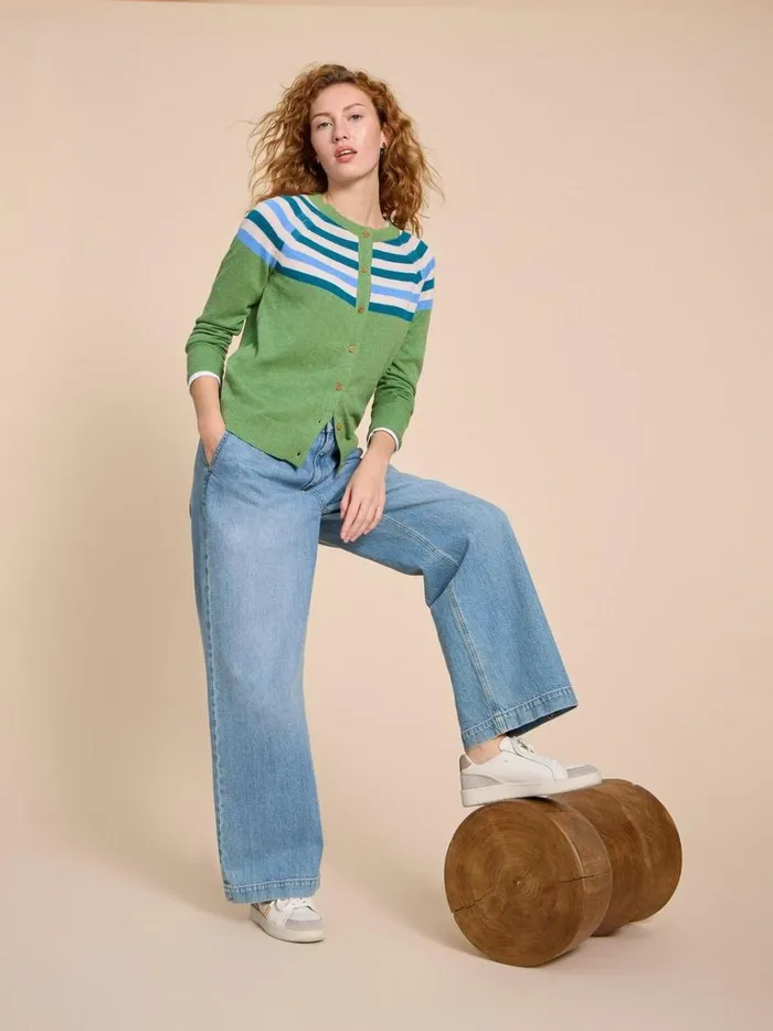 Women KNITWEAR White Stuff LULU KNIT CARDI Green Multi